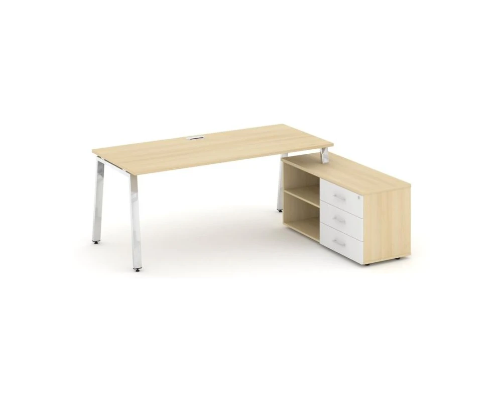 Стол письменный с греденцией правой на А-образном каркасе 1580x700x750 Стайл Проджект Директ Люкс / Style Project Direct Lux